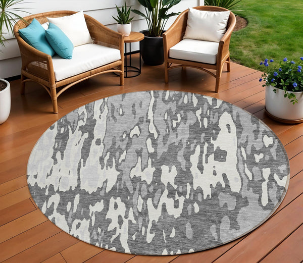 Homeroots 3' X 5' Elegant Abstract Washable Area Rug For Indoor And Outdoor Spaces - Durable & Stylish Design Gray Polyester 613346