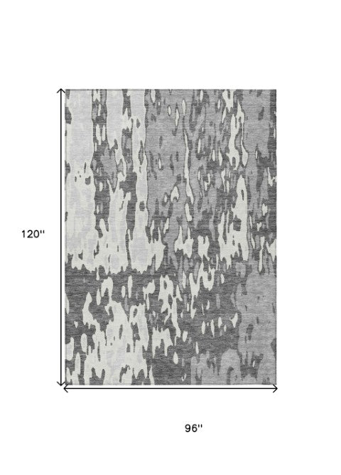 Homeroots 3' X 5' Elegant Abstract Washable Area Rug For Indoor And Outdoor Spaces - Durable & Stylish Design Gray Polyester 613347