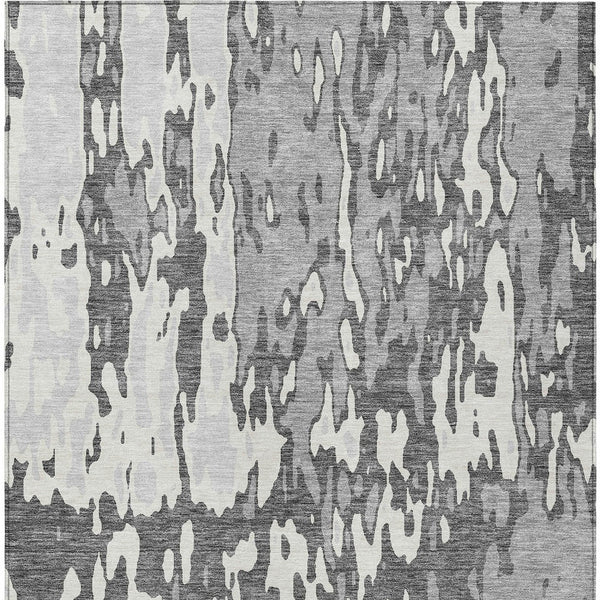 Homeroots 3' X 5' Elegant Abstract Washable Area Rug For Indoor And Outdoor Spaces - Durable & Stylish Design Gray Polyester 613347