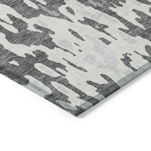 Homeroots 3' X 5' Elegant Abstract Washable Area Rug For Indoor And Outdoor Spaces - Durable & Stylish Design Gray Polyester 613347