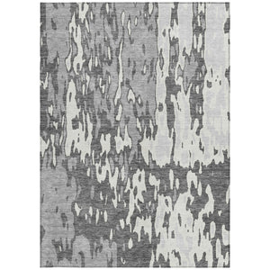 Homeroots 3' X 5' Elegant Abstract Washable Area Rug For Indoor And Outdoor Spaces - Durable & Stylish Design Gray Polyester 613347