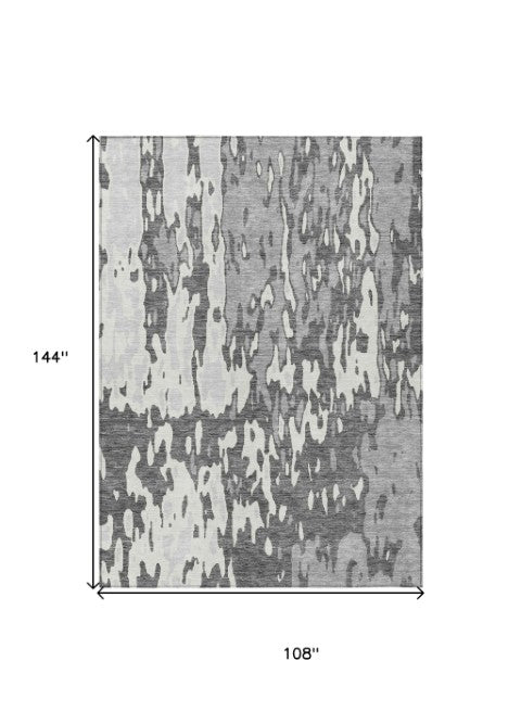 Homeroots 3' X 5' Elegant Abstract Washable Area Rug For Indoor And Outdoor Spaces - Durable & Stylish Design Gray Polyester 613348