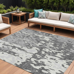 Homeroots 3' X 5' Elegant Abstract Washable Area Rug For Indoor And Outdoor Spaces - Durable & Stylish Design Gray Polyester 613349