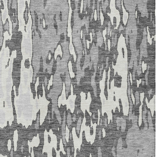 Homeroots 3' X 5' Elegant Abstract Washable Area Rug For Indoor And Outdoor Spaces - Durable & Stylish Design Gray Polyester 613349