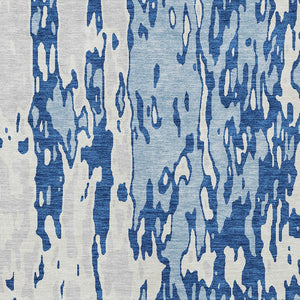 Homeroots 3' X 5' Elegant Abstract Washable Area Rug For Indoor And Outdoor Spaces - Durable & Stylish Design Navy Blue Polyester 613350