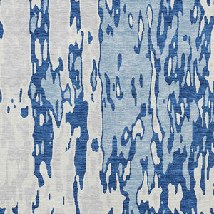 Homeroots 3' X 5' Elegant Abstract Washable Area Rug For Indoor And Outdoor Spaces - Durable & Stylish Design Navy Blue Polyester 613351