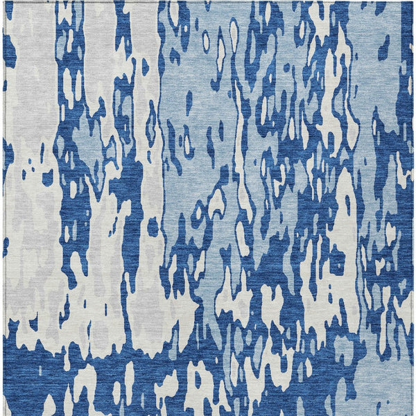 Homeroots 3' X 5' Elegant Abstract Washable Area Rug For Indoor And Outdoor Spaces - Durable & Stylish Design Navy Blue Polyester 613351