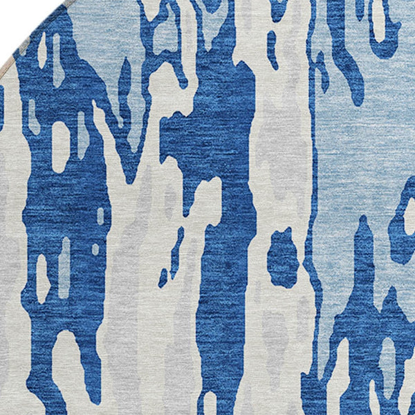Homeroots 3' X 5' Elegant Abstract Washable Area Rug For Indoor And Outdoor Spaces - Durable & Stylish Design Navy Blue Polyester 613352