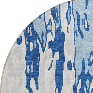 Homeroots 3' X 5' Elegant Abstract Washable Area Rug For Indoor And Outdoor Spaces - Durable & Stylish Design Navy Blue Polyester 613352