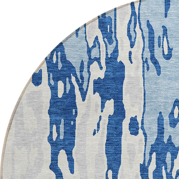 Homeroots 3' X 5' Elegant Abstract Washable Area Rug For Indoor And Outdoor Spaces - Durable & Stylish Design Navy Blue Polyester 613352