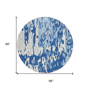 Homeroots 3' X 5' Elegant Abstract Washable Area Rug For Indoor And Outdoor Spaces - Durable & Stylish Design Navy Blue Polyester 613352