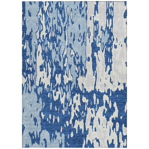 Homeroots 3' X 5' Elegant Abstract Washable Area Rug For Indoor And Outdoor Spaces - Durable & Stylish Design Navy Blue Polyester 613353