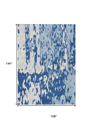 Homeroots 3' X 5' Elegant Abstract Washable Area Rug For Indoor And Outdoor Spaces - Durable & Stylish Design Navy Blue Polyester 613354