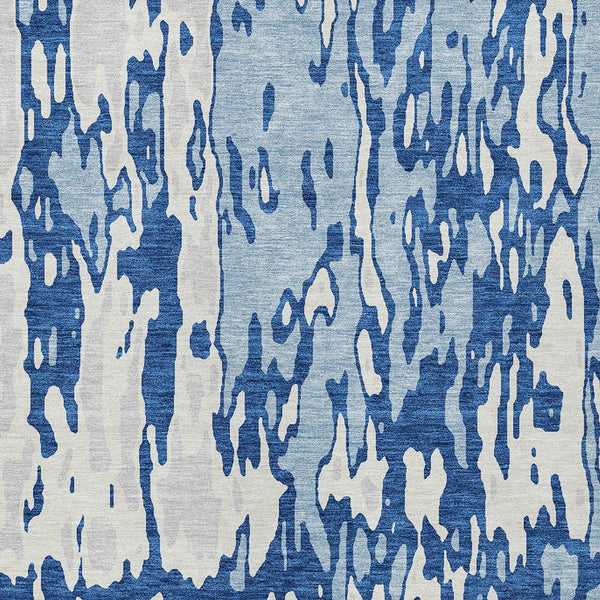 Homeroots 3' X 5' Elegant Abstract Washable Area Rug For Indoor And Outdoor Spaces - Durable & Stylish Design Navy Blue Polyester 613355