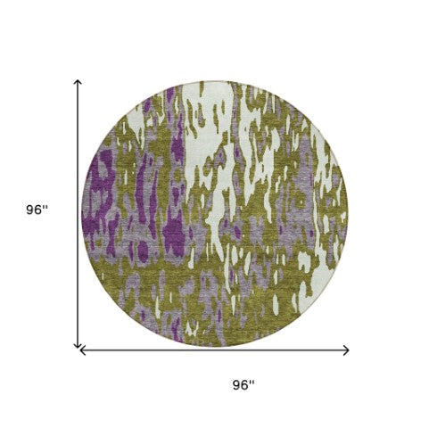 Homeroots 3' X 5' Elegant Abstract Washable Area Rug For Indoor And Outdoor Spaces - Durable & Stylish Design Olive Green Polyester 613358