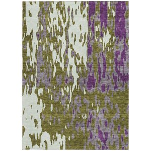 Homeroots 3' X 5' Elegant Abstract Washable Area Rug For Indoor And Outdoor Spaces - Durable & Stylish Design Olive Green Polyester 613360