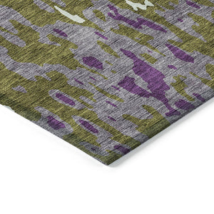 Homeroots 3' X 5' Elegant Abstract Washable Area Rug For Indoor And Outdoor Spaces - Durable & Stylish Design Olive Green Polyester 613361