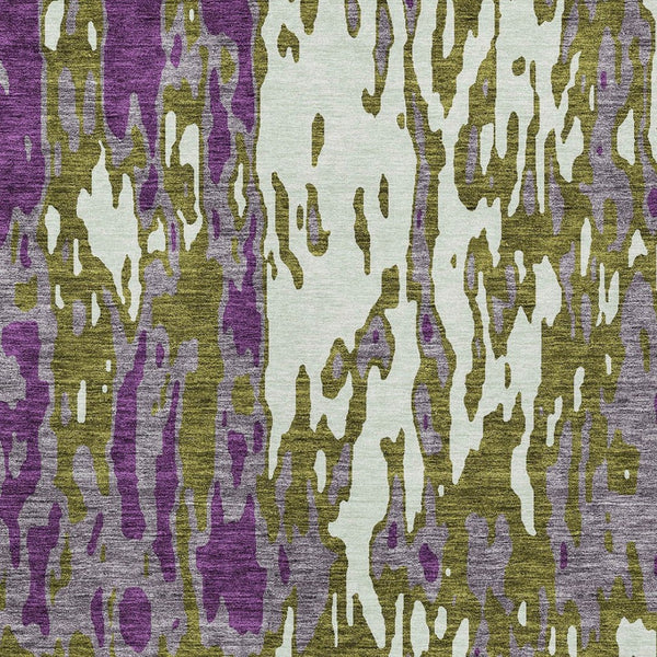 Homeroots 3' X 5' Elegant Abstract Washable Area Rug For Indoor And Outdoor Spaces - Durable & Stylish Design Olive Green Polyester 613361