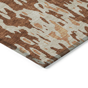 Homeroots 3' X 5' Elegant Abstract Washable Area Rug For Indoor And Outdoor Spaces - Durable & Stylish Design Orange Polyester 613363