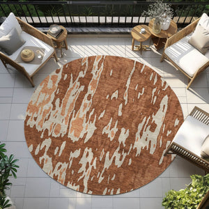 Homeroots 3' X 5' Elegant Abstract Washable Area Rug For Indoor And Outdoor Spaces - Durable & Stylish Design Orange Polyester 613364