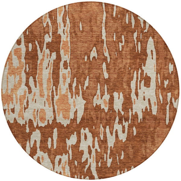 Homeroots 3' X 5' Elegant Abstract Washable Area Rug For Indoor And Outdoor Spaces - Durable & Stylish Design Orange Polyester 613364