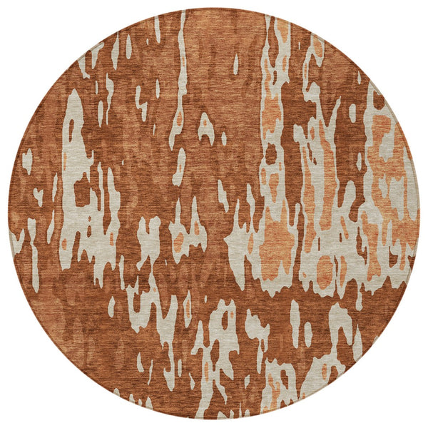 Homeroots 3' X 5' Elegant Abstract Washable Area Rug For Indoor And Outdoor Spaces - Durable & Stylish Design Orange Polyester 613364