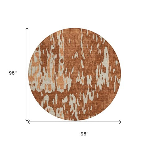 Homeroots 3' X 5' Elegant Abstract Washable Area Rug For Indoor And Outdoor Spaces - Durable & Stylish Design Orange Polyester 613364