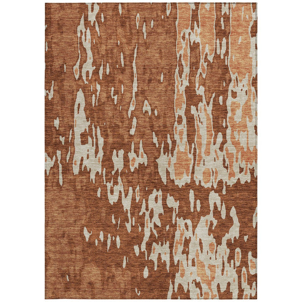 Homeroots 3' X 5' Elegant Abstract Washable Area Rug For Indoor And Outdoor Spaces - Durable & Stylish Design Orange Polyester 613365