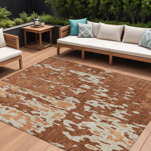 Homeroots 3' X 5' Elegant Abstract Washable Area Rug For Indoor And Outdoor Spaces - Durable & Stylish Design Orange Polyester 613366