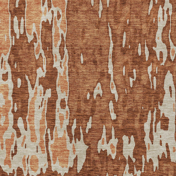 Homeroots 3' X 5' Elegant Abstract Washable Area Rug For Indoor And Outdoor Spaces - Durable & Stylish Design Orange Polyester 613366