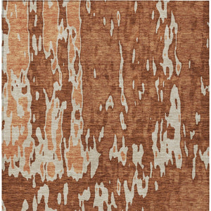Homeroots 3' X 5' Elegant Abstract Washable Area Rug For Indoor And Outdoor Spaces - Durable & Stylish Design Orange Polyester 613366
