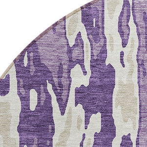 Homeroots 3' X 5' Elegant Abstract Washable Area Rug For Indoor And Outdoor Spaces - Durable & Stylish Design Purple Polyester 613370