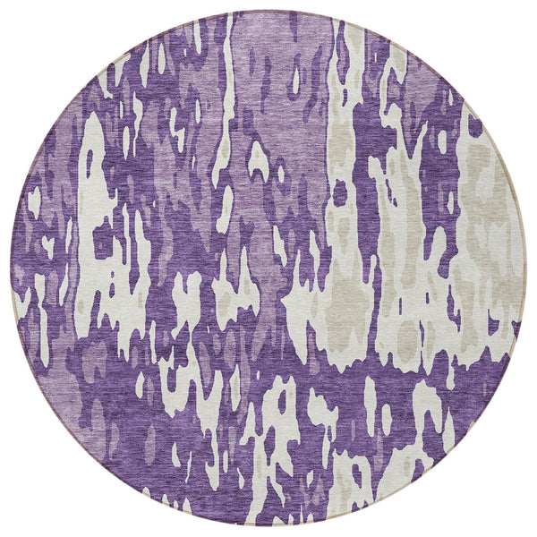 Homeroots 3' X 5' Elegant Abstract Washable Area Rug For Indoor And Outdoor Spaces - Durable & Stylish Design Purple Polyester 613370