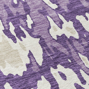 Homeroots 3' X 5' Elegant Abstract Washable Area Rug For Indoor And Outdoor Spaces - Durable & Stylish Design Purple Polyester 613370