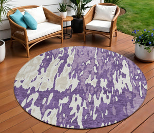 Homeroots 3' X 5' Elegant Abstract Washable Area Rug For Indoor And Outdoor Spaces - Durable & Stylish Design Purple Polyester 613370