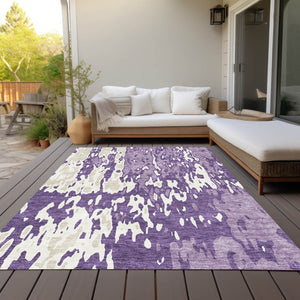 Homeroots 3' X 5' Elegant Abstract Washable Area Rug For Indoor And Outdoor Spaces - Durable & Stylish Design Purple Polyester 613372