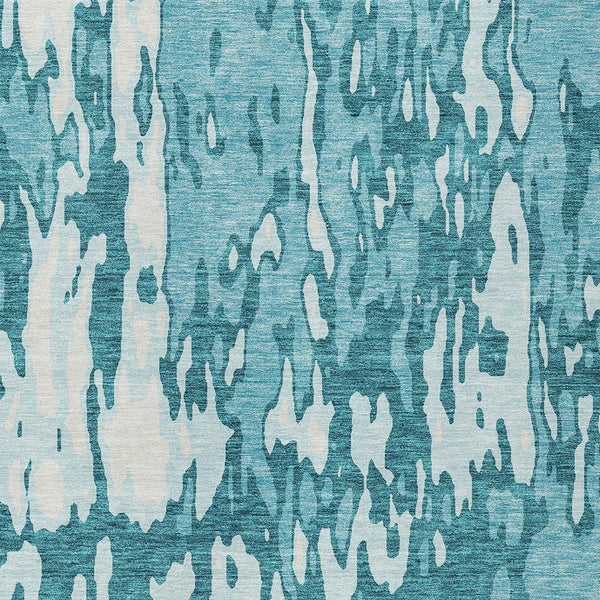 Homeroots 3' X 5' Elegant Abstract Washable Area Rug For Indoor And Outdoor Spaces - Durable & Stylish Design Teal Blue Polyester 613374