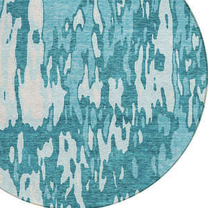 Homeroots 3' X 5' Elegant Abstract Washable Area Rug For Indoor And Outdoor Spaces - Durable & Stylish Design Teal Blue Polyester 613376