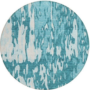 Homeroots 3' X 5' Elegant Abstract Washable Area Rug For Indoor And Outdoor Spaces - Durable & Stylish Design Teal Blue Polyester 613376