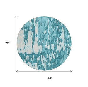 Homeroots 3' X 5' Elegant Abstract Washable Area Rug For Indoor And Outdoor Spaces - Durable & Stylish Design Teal Blue Polyester 613376