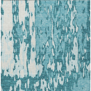Homeroots 3' X 5' Elegant Abstract Washable Area Rug For Indoor And Outdoor Spaces - Durable & Stylish Design Teal Blue Polyester 613379