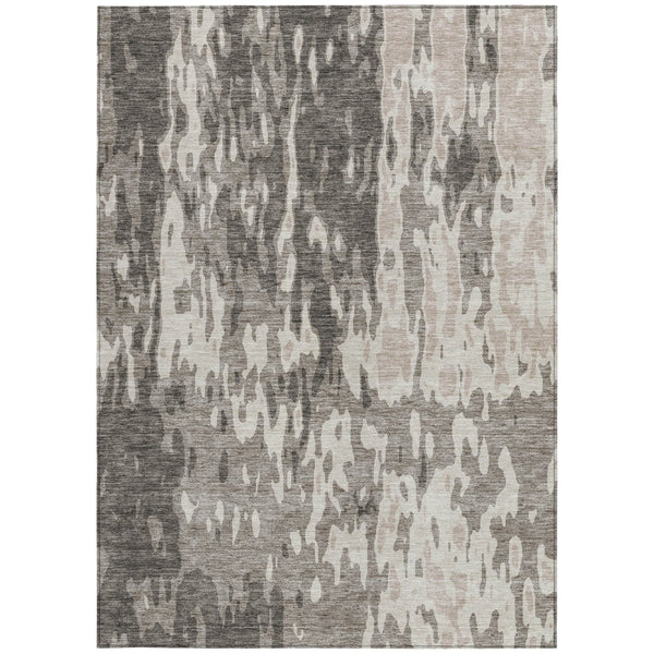 Homeroots 3' X 5' Elegant Abstract Washable Area Rug For Indoor And Outdoor Spaces - Durable & Stylish Design Taupe Polyester 613381