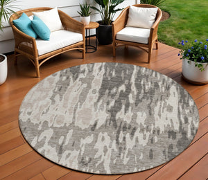 Homeroots 3' X 5' Elegant Abstract Washable Area Rug For Indoor And Outdoor Spaces - Durable & Stylish Design Taupe Polyester 613382