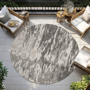 Homeroots 3' X 5' Elegant Abstract Washable Area Rug For Indoor And Outdoor Spaces - Durable & Stylish Design Taupe Polyester 613382