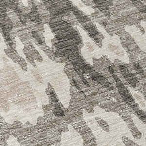Homeroots 3' X 5' Elegant Abstract Washable Area Rug For Indoor And Outdoor Spaces - Durable & Stylish Design Taupe Polyester 613382