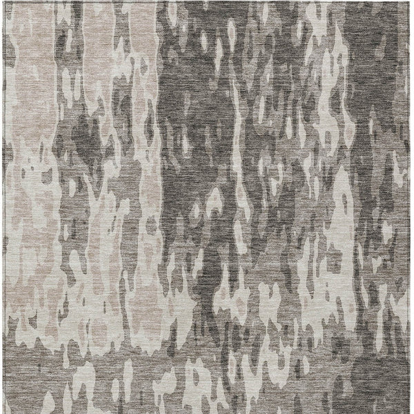 Homeroots 3' X 5' Elegant Abstract Washable Area Rug For Indoor And Outdoor Spaces - Durable & Stylish Design Taupe Polyester 613384