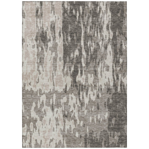 Homeroots 3' X 5' Elegant Abstract Washable Area Rug For Indoor And Outdoor Spaces - Durable & Stylish Design Taupe Polyester 613384