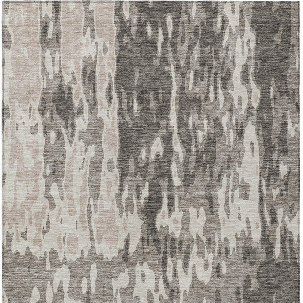 Homeroots 3' X 5' Elegant Abstract Washable Area Rug For Indoor And Outdoor Spaces - Durable & Stylish Design Taupe Polyester 613385