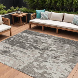 Homeroots 3' X 5' Elegant Abstract Washable Area Rug For Indoor And Outdoor Spaces - Durable & Stylish Design Taupe Polyester 613385