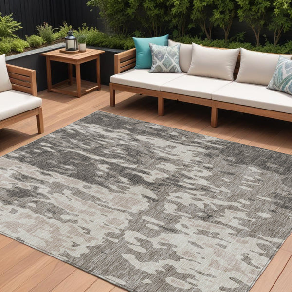 Homeroots 3' X 5' Elegant Abstract Washable Area Rug For Indoor And Outdoor Spaces - Durable & Stylish Design Taupe Polyester 613385